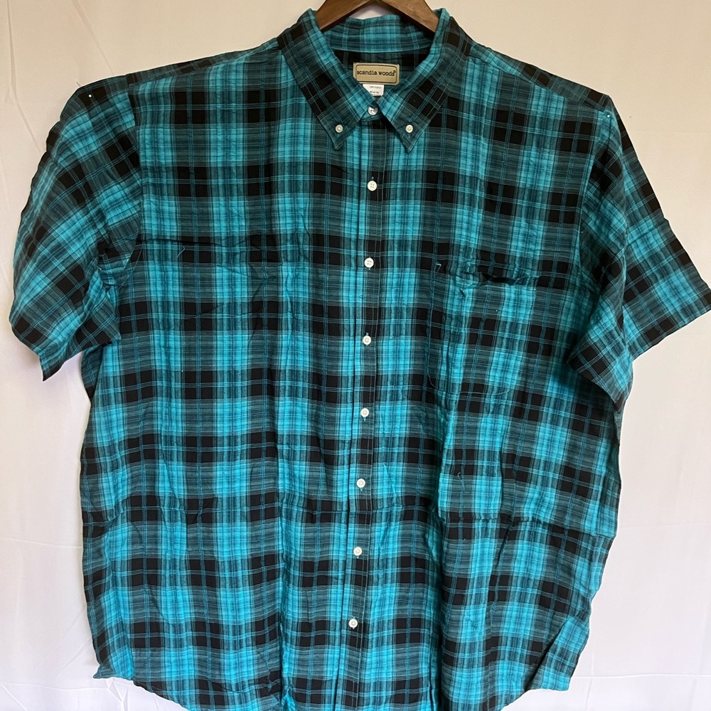 Classic Teal Plaid Button Down Shirt